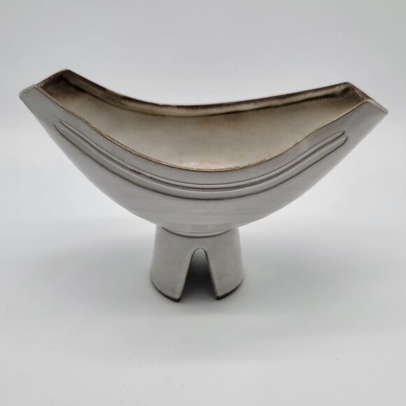Unique Shaped Pottery Boat Vase - Picture 1 of 3